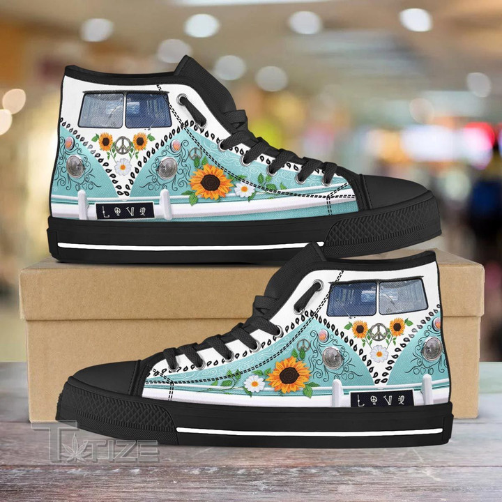 Hippie vans love Unisex High Top Canvas Shoes