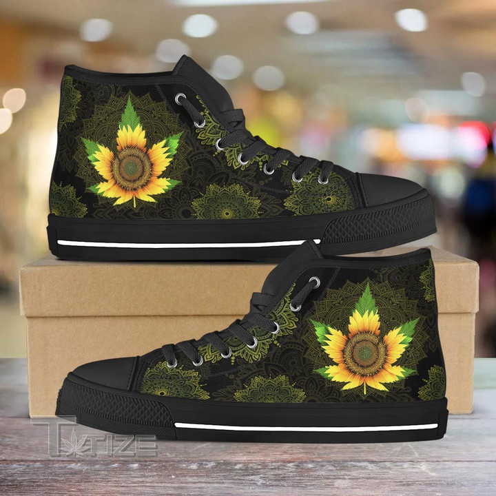 weed sunflower Unisex High Top Canvas Shoes
