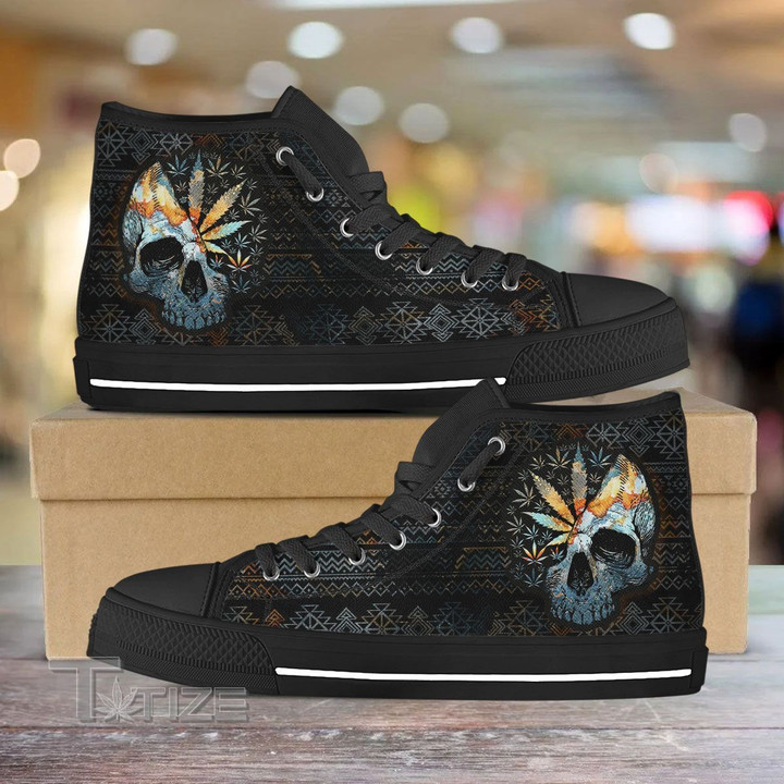 Weed leaf native pattern Unisex High Top Canvas Shoes