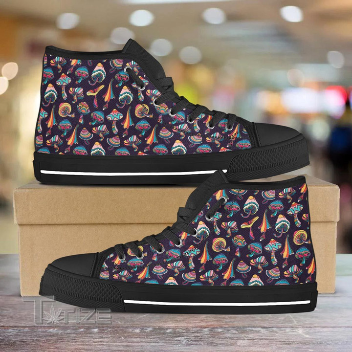 Colorful Magic Mushroom Trippy Unisex High Top Canvas Shoes