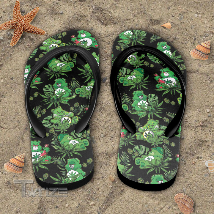Weed Don't Care Bear Tropical Flip Flop
