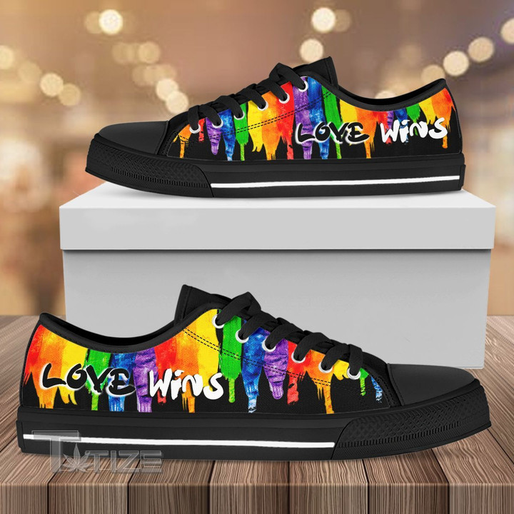 LGBT Love Wins Neon Color Low Top Canvas Shoes