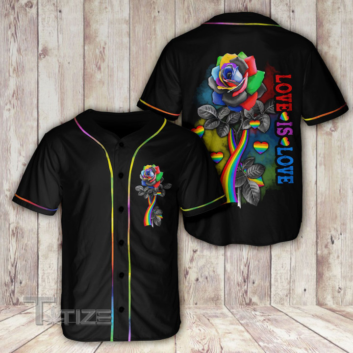 LGBT flower love is love Baseball Shirt