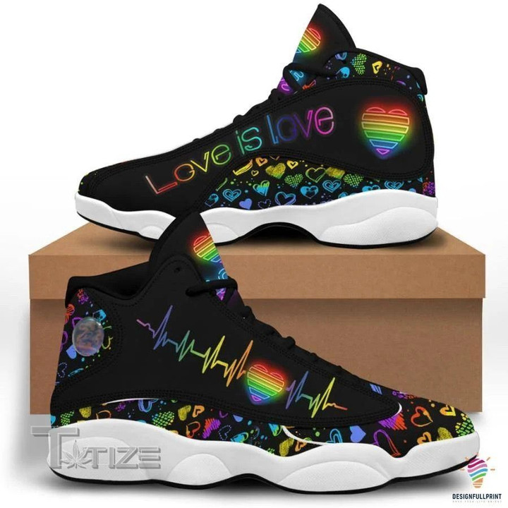 Lgbt Pride Love Is Love Neon Rainbow 13 Sneakers XIII Shoes