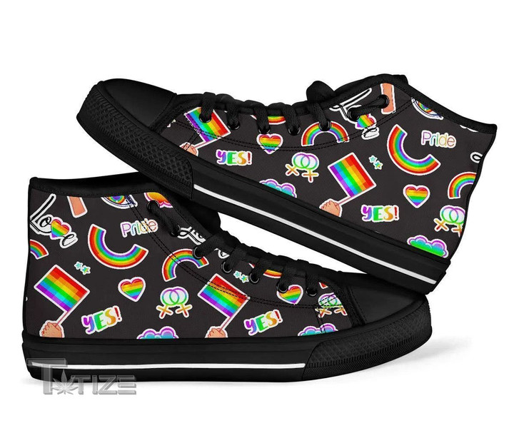 Lgbt Rainbow Patterm Print Unisex High Top Canvas Shoes