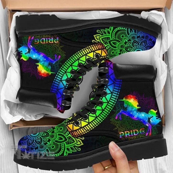 Pride Unicorn Rainbow Mandala Lgbt Classic Boots Shoes All Season Boots