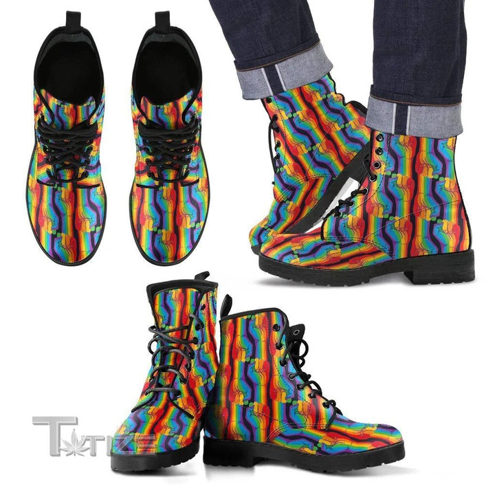 Rainbow Lgbt Pride Pattern Print Men Women Leather Boots Leather Boots