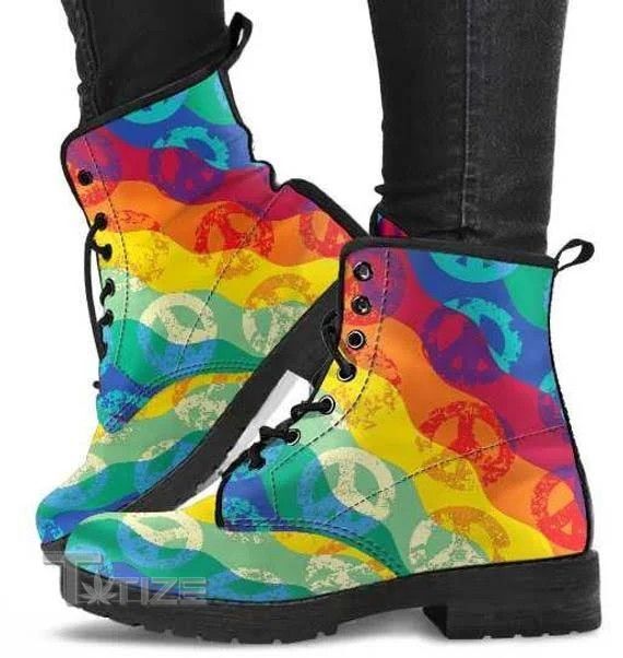 Rainbow Peace V1 Lgbt Gift- Gay Leather Boots