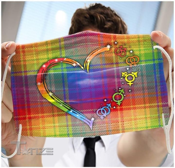 LGBT rainbow heart icon camo pattern Face Mask PM 2.5 3pcs