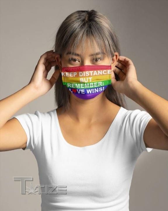 LGBT rainbow keep distance but remember love wins Face Mask PM 2.5 3pcs