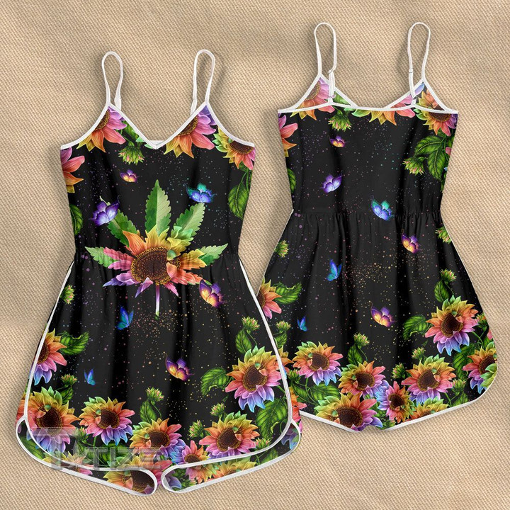 Weed sunflower colorful Rompers For Women