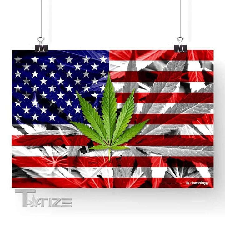 Weed american flag independence day 4th july Garden Flag, House Flag