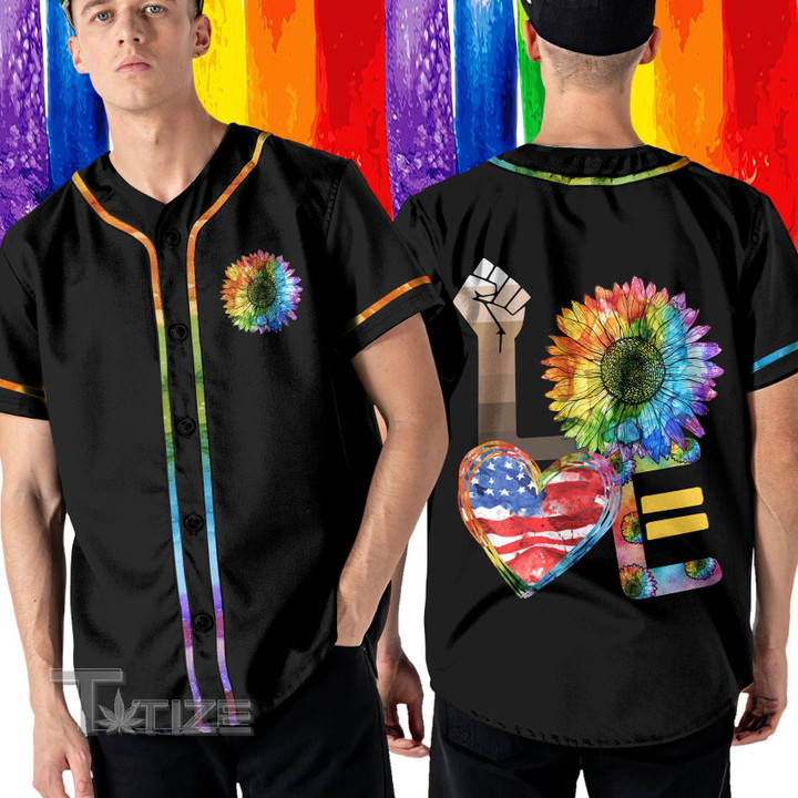 LGBT sunflower rainbow love Baseball Shirt