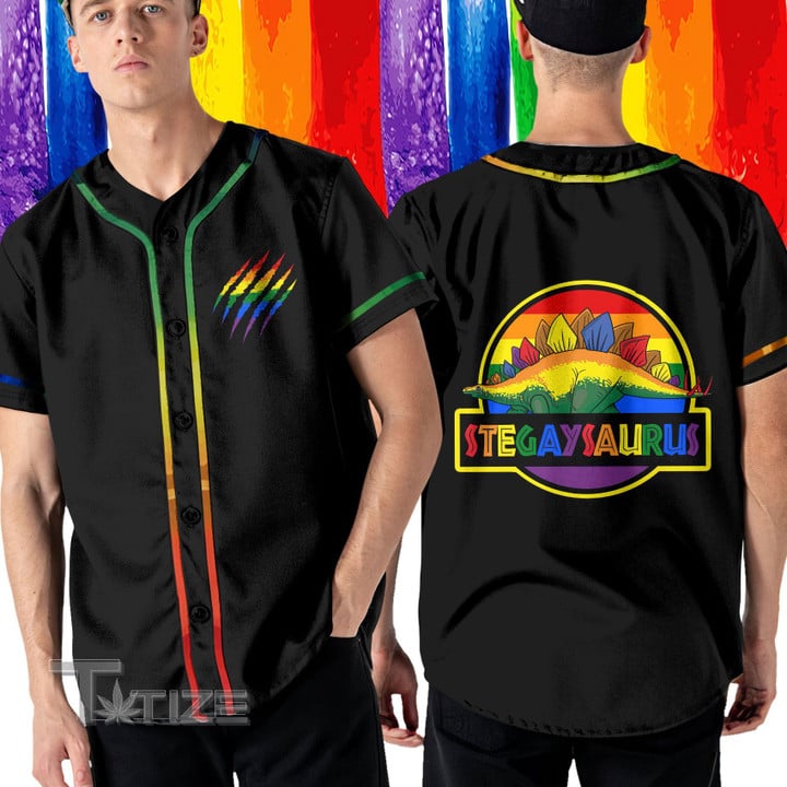 LGBT dinosaur gay stegaysaurus Baseball Shirt
