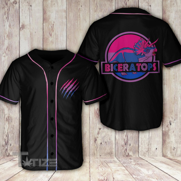 LGBT Dinosaur Bisexual Biceratops Baseball Shirt