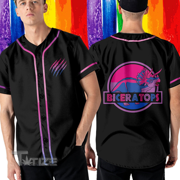 LGBT dinosaur bisexual biceratops Baseball Shirt
