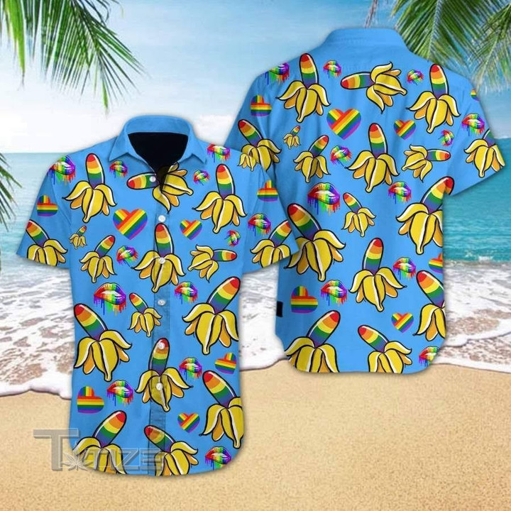 Funny Lgbt Banana All Over Printed Hawaiian Shirt Size S - 5XL
