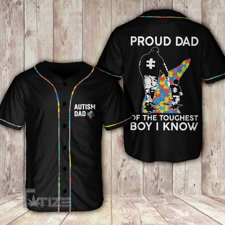 Autism proud dad of the toughest boy i know Baseball Shirt