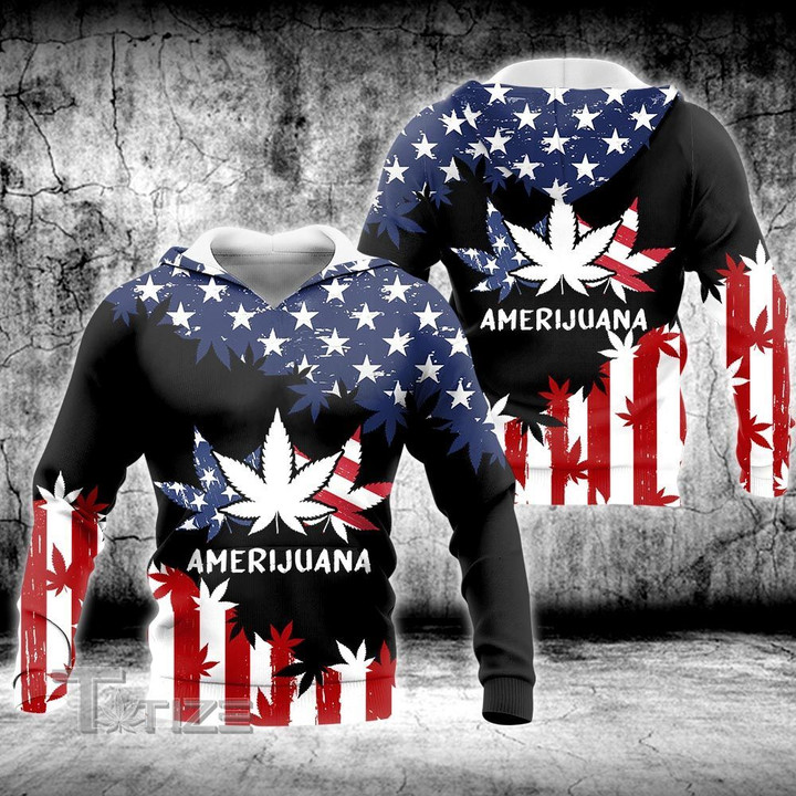 Weed Leaf American Flag Independence Day 4th July 3D All Over Printed Shirt, Sweatshirt, Hoodie, Bomber Jacket Size S - 5XL