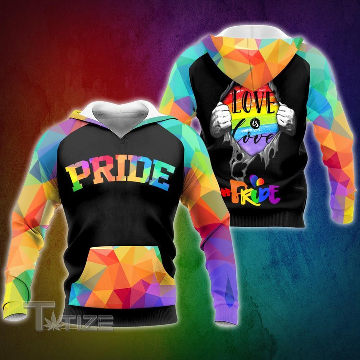 LGBT pride love is love tear off 3D All Over Printed Shirt, Sweatshirt, Hoodie, Bomber Jacket Size S - 5XL