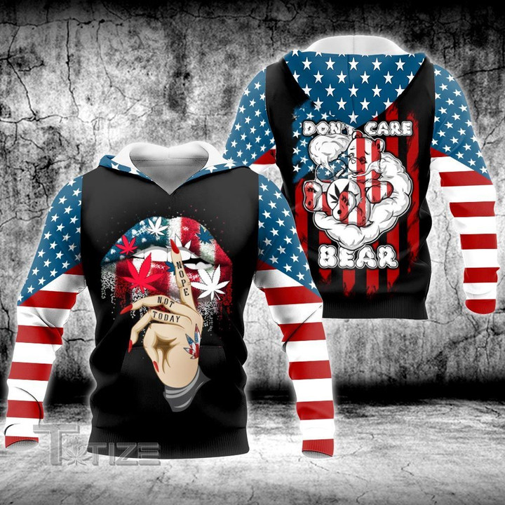 Weed Bear Lip Flag Independence Day 4th July 3D All Over Printed Shirt, Sweatshirt, Hoodie, Bomber Jacket Size S - 5XL