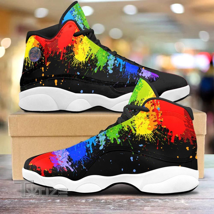 LGBT Rainbow Water Color 13 Sneakers XIII Shoes