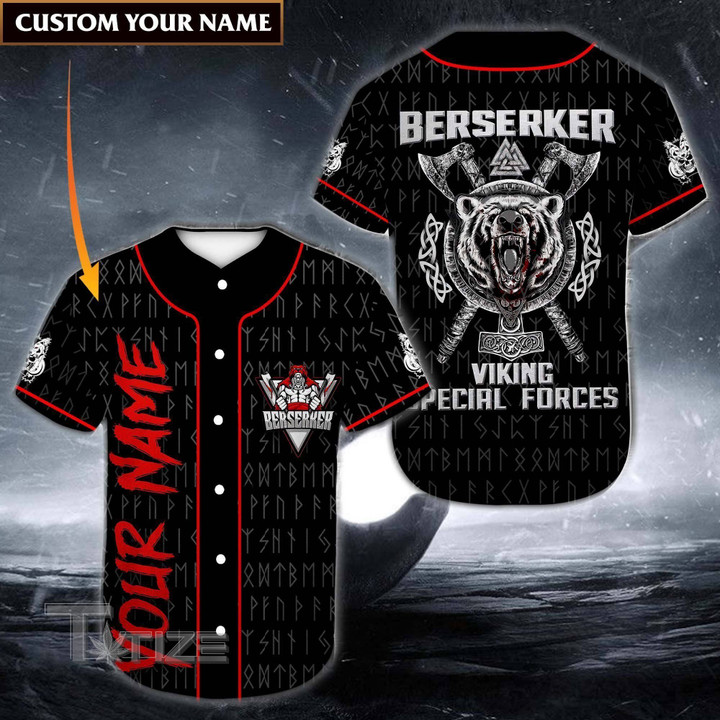 Berserker Viking Special Forces custom name Baseball Shirt