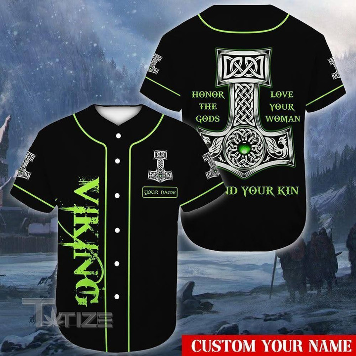 Honor The Gods Love Vikings custom name Baseball Shirt