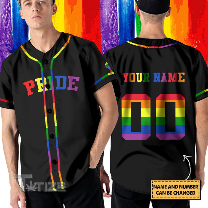 LGBT Pride Rainbow Color Custom Name Baseball Shirt