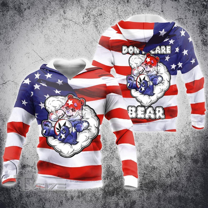 Weed Bear American Flag independence 4th july 3D All Over Printed Shirt, Sweatshirt, Hoodie, Bomber Jacket Size S - 5XL