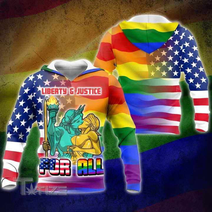 LGBT liberty adn justice for all independence day 4th july 3D All Over Printed Shirt, Sweatshirt, Hoodie, Bomber Jacket Size S - 5XL
