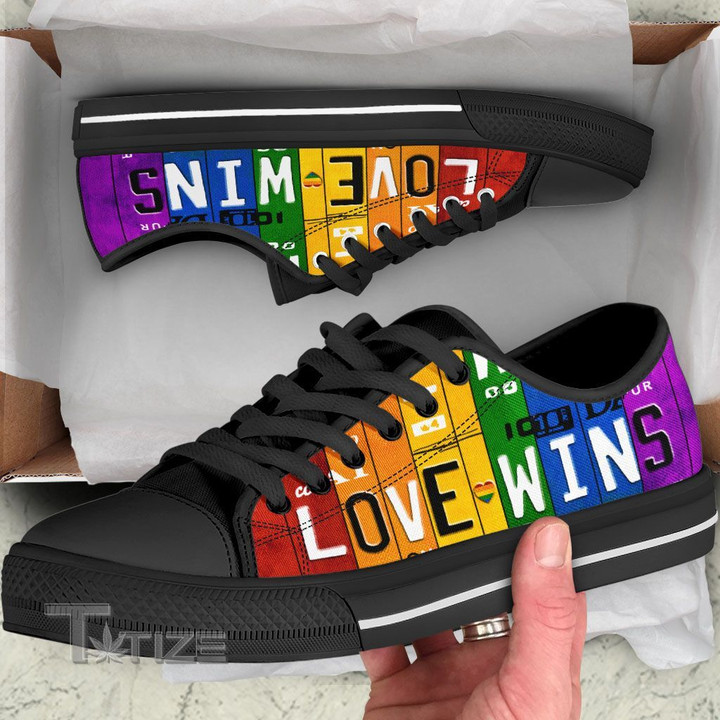 LGBT rainbow love wins Low Top Canvas Shoes