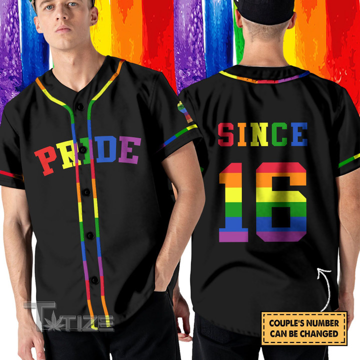 LGBT couple together since rainbow color custom Baseball Shirt