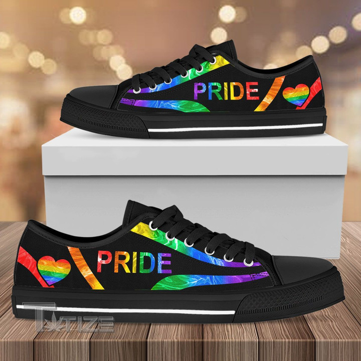 LGBT pride rainbow hologram color Low Top Canvas Shoes