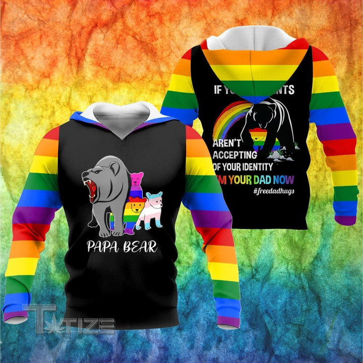 LGBT papa bear free dad hug 3D All Over Printed Shirt, Sweatshirt, Hoodie, Bomber Jacket Size S - 5XL