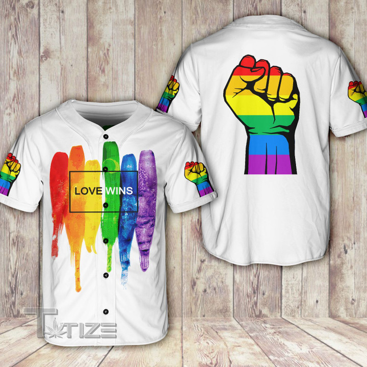 LGBT hand love wins Baseball Shirt