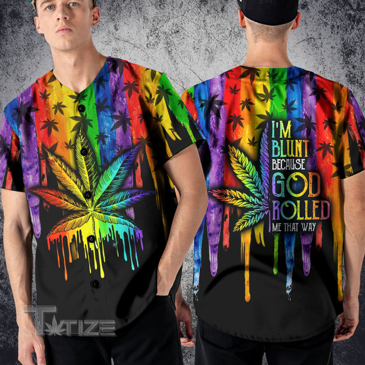 Weed Leaf LGBT Color Pouring Baseball Shirt