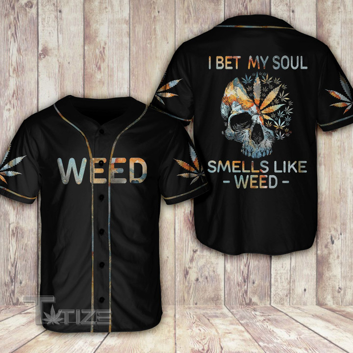 I bet my soul smells like weed earth pattern Baseball Shirt