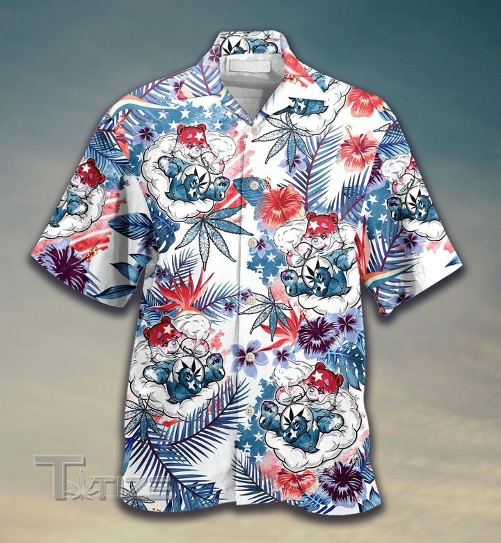 Weed USA Independence Day All Over Printed Hawaiian Shirt Size S - 5XL