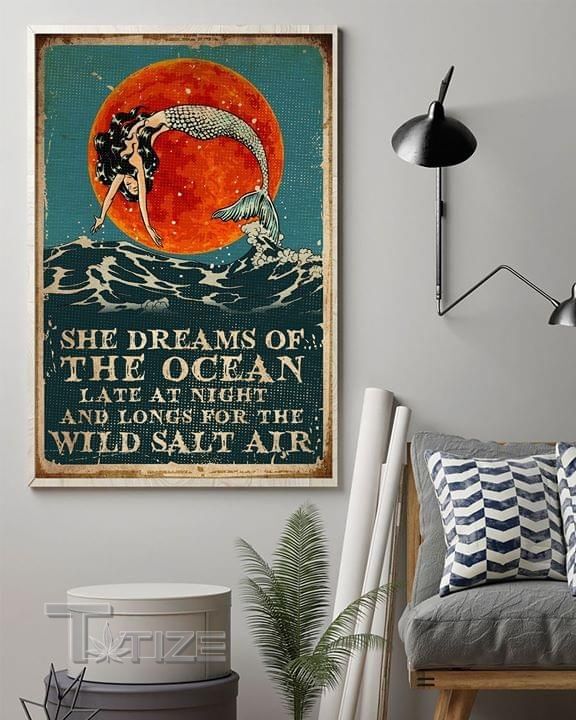 Mermaid Ocean She Dreams Of The Ocean Late At Night And Longs For The Wild Salt Air Wall Art Print Poster
