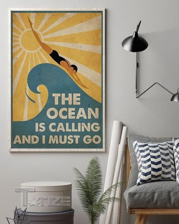Swimming Summer Sun The Ocean Is Calling And I Must Go Wall Art Print Poster