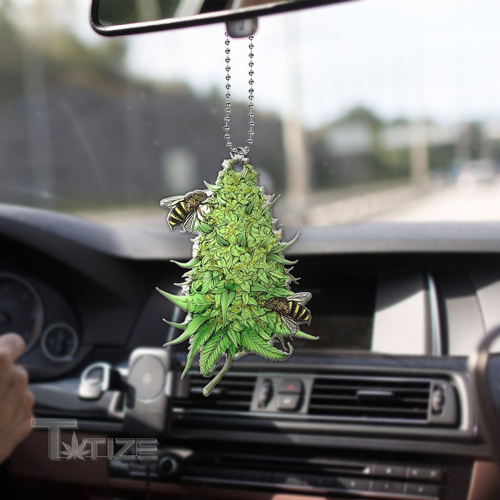 Weed bee happy Car Ornament