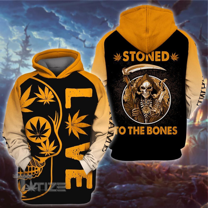Weed halloween stoned to the bones cusotm name 3D All Over Printed Shirt, Sweatshirt, Hoodie, Bomber Jacket Size S - 5XL