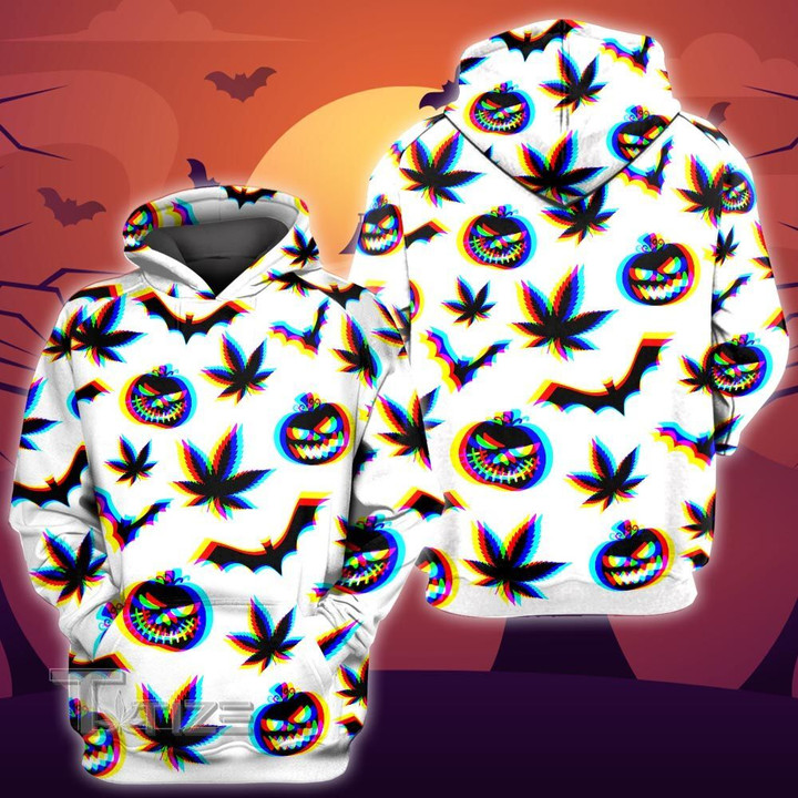 Weed halloween pumpkin bat 3D All Over Printed Shirt, Sweatshirt, Hoodie, Bomber Jacket Size S - 5XL
