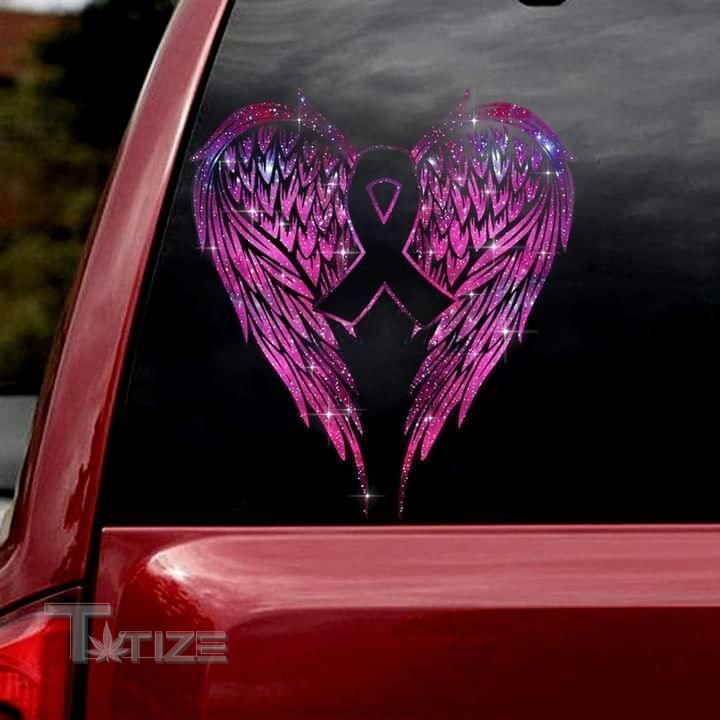 Breast Cancer Awareness Ribbon Wings Decal