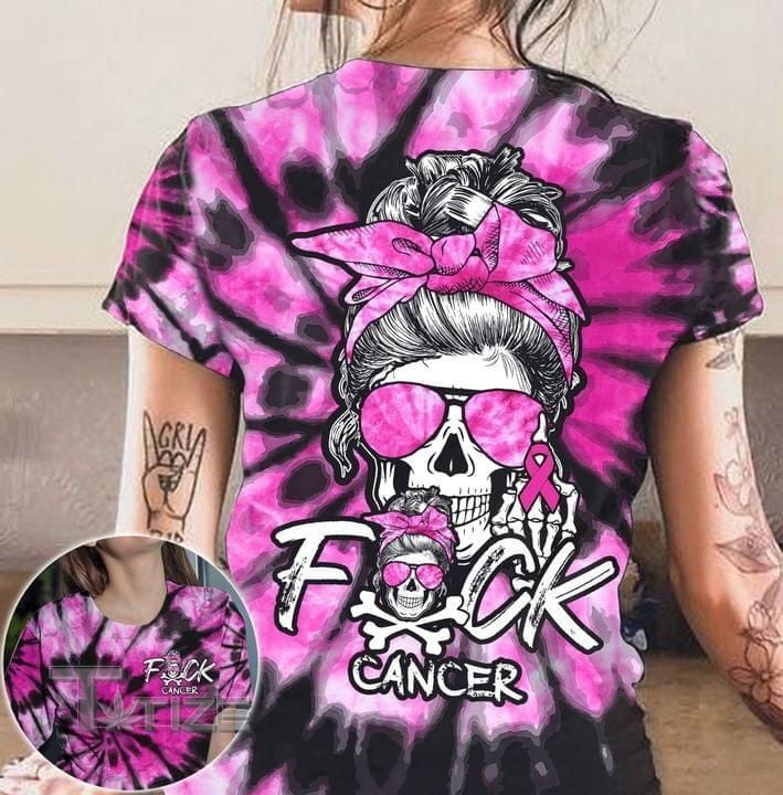 Breast Cancer Awareness Skull 3D All Over Printed Shirt, Sweatshirt, Hoodie, Bomber Jacket Size S - 5XL
