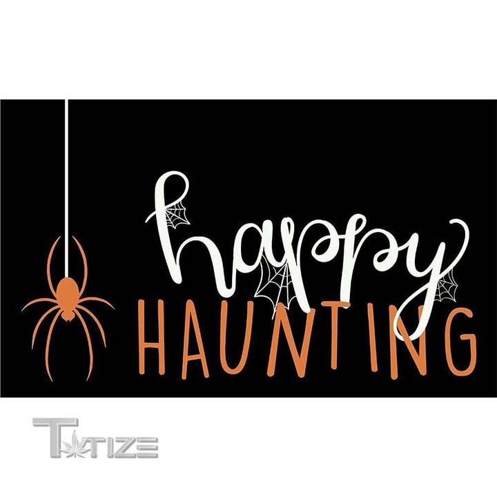 Halloween horror spider happy haunting Doormat