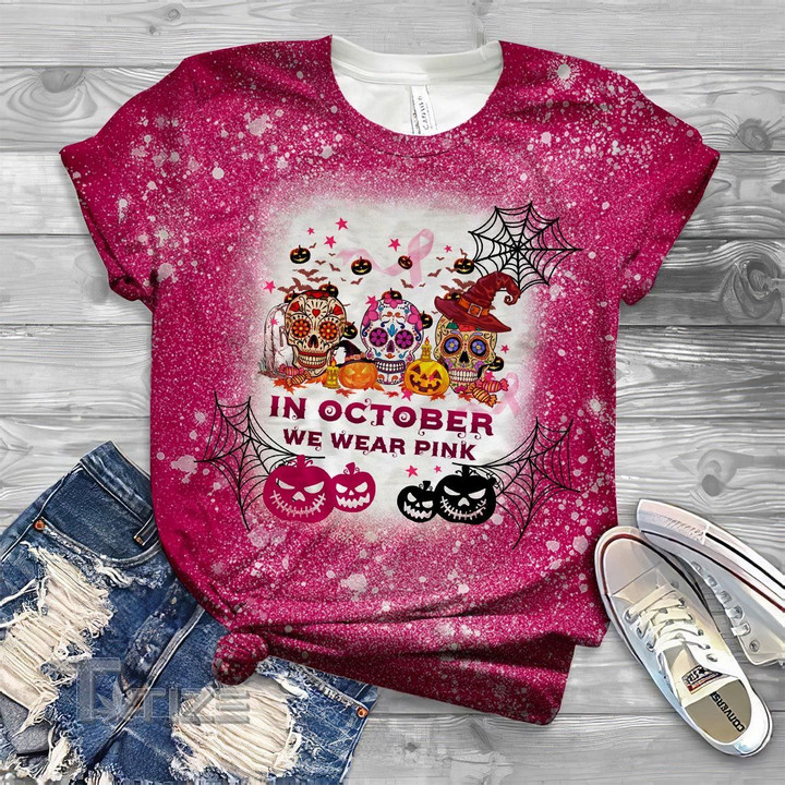 Breast cancer halloween in october we wear pink 3D All Over Printed Shirt, Sweatshirt, Hoodie, Bomber Jacket Size S - 5XL