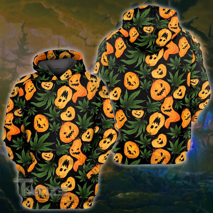 Weed Pumpkin Pattern 3D All Over Printed Shirt, Sweatshirt, Hoodie, Bomber Jacket Size S - 5XL