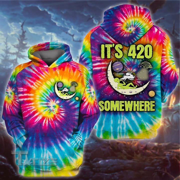 Weed Alien It's 420 Somewhere 3D All Over Printed Shirt, Sweatshirt, Hoodie, Bomber Jacket Size S - 5XL